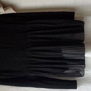 EXPRESS Long Sleeve Sweater Sheer Pleated on Half of Back Black Medium
